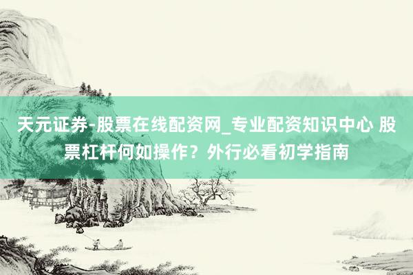 天元证券-股票在线配资网_专业配资知识中心 股票杠杆何如操作？外行必看初学指南