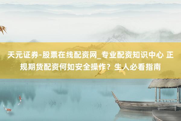 天元证券-股票在线配资网_专业配资知识中心 正规期货配资何如安全操作？生人必看指南