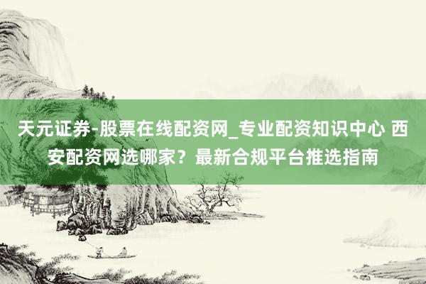 天元证券-股票在线配资网_专业配资知识中心 西安配资网选哪家？最新合规平台推选指南