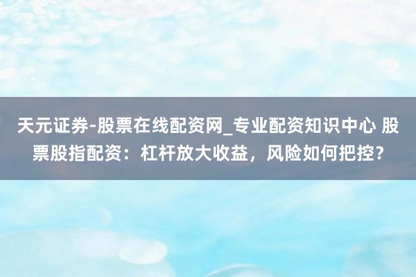 天元证券-股票在线配资网_专业配资知识中心 股票股指配资：杠杆放大收益，风险如何把控？
