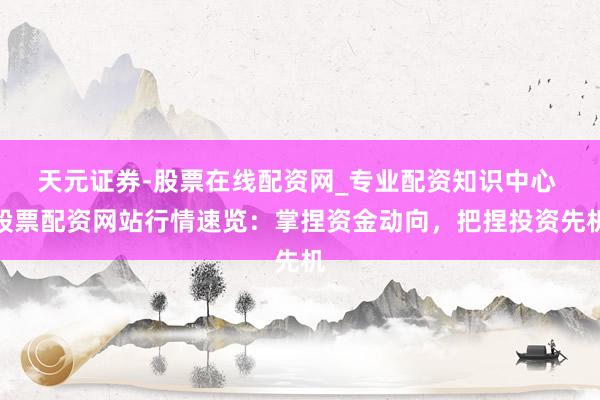 天元证券-股票在线配资网_专业配资知识中心 股票配资网站行情速览：掌捏资金动向，把捏投资先机