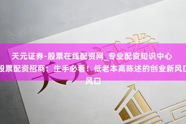 天元证券-股票在线配资网_专业配资知识中心 股票配资招商：生手必看！低老本高陈述的创业新风口