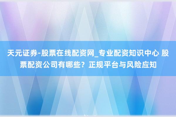天元证券-股票在线配资网_专业配资知识中心 股票配资公司有哪些？正规平台与风险应知