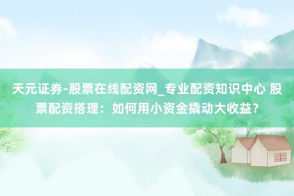 天元证券-股票在线配资网_专业配资知识中心 股票配资搭理：如何用小资金撬动大收益？