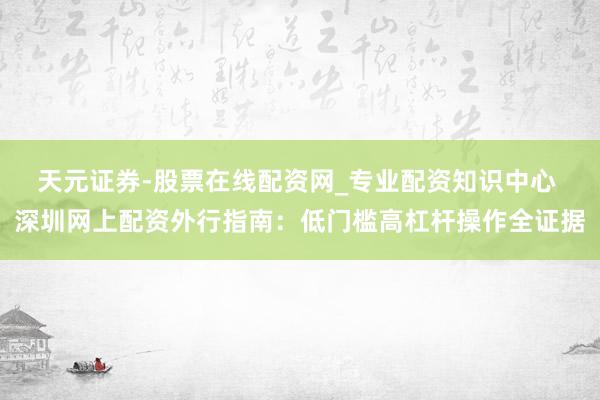 天元证券-股票在线配资网_专业配资知识中心 深圳网上配资外行指南：低门槛高杠杆操作全证据