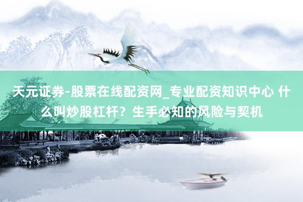 天元证券-股票在线配资网_专业配资知识中心 什么叫炒股杠杆？生手必知的风险与契机