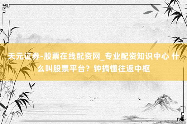 天元证券-股票在线配资网_专业配资知识中心 什么叫股票平台？钟搞懂往返中枢