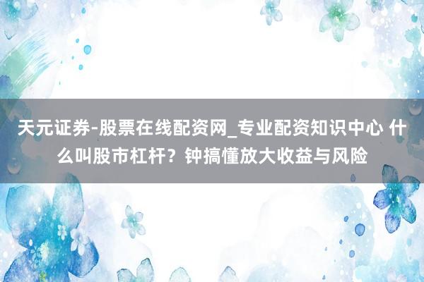 天元证券-股票在线配资网_专业配资知识中心 什么叫股市杠杆？钟搞懂放大收益与风险