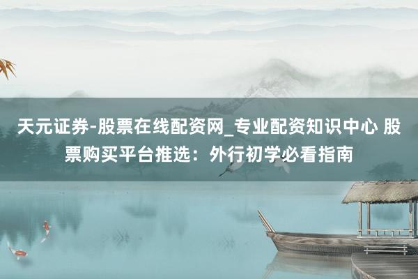 天元证券-股票在线配资网_专业配资知识中心 股票购买平台推选：外行初学必看指南
