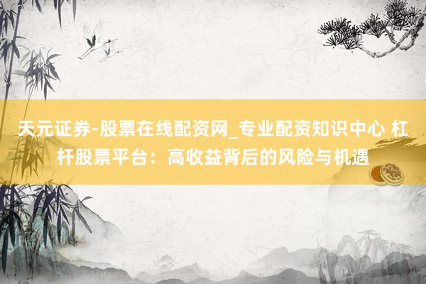 天元证券-股票在线配资网_专业配资知识中心 杠杆股票平台：高收益背后的风险与机遇