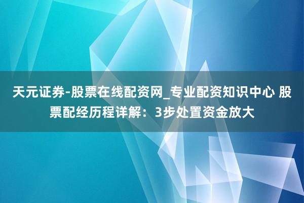 天元证券-股票在线配资网_专业配资知识中心 股票配经历程详解：3步处置资金放大