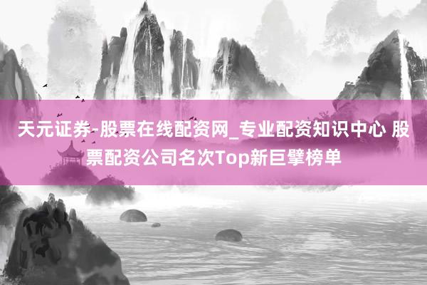 天元证券-股票在线配资网_专业配资知识中心 股票配资公司名次Top新巨擘榜单