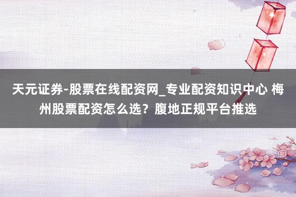 天元证券-股票在线配资网_专业配资知识中心 梅州股票配资怎么选？腹地正规平台推选