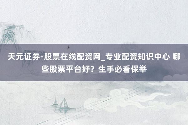 天元证券-股票在线配资网_专业配资知识中心 哪些股票平台好？生手必看保举