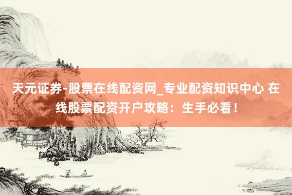 天元证券-股票在线配资网_专业配资知识中心 在线股票配资开户攻略：生手必看！